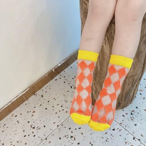 3 Pairs Lot Kids Summer Long Socks With Print Children Toddler Baby Girl Boy Funny Mesh Cute Cotton Transparent Sock Fashionable