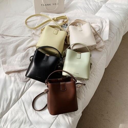 2021 New Pure Color Cute Female Bucket Bag Simple and Generous Large Capacity Cross-body Handbag