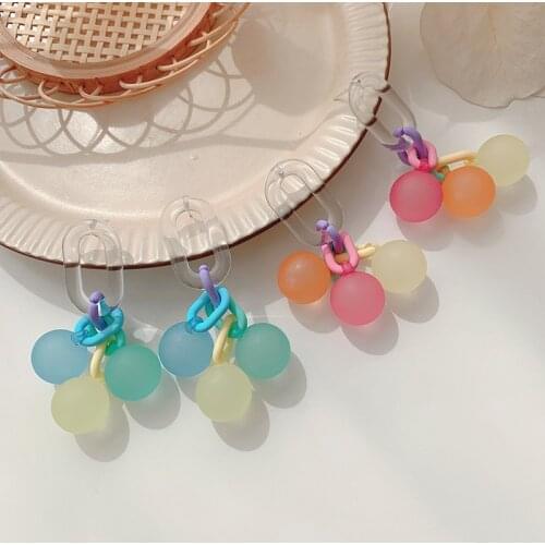 Origin Summer Cute Funny Arcylic Geometric Round Bead Dangle Earring for Women Hollow Out Multicolor Earring Jewelry Pendientes