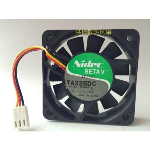 Original Nidec ta225dc r34487-57 DC5V 0.31a 6cm axial 3-wire cooling fan