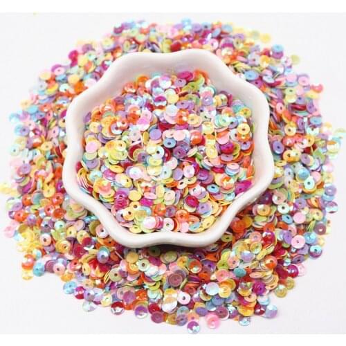 4mm Round Cup Sequin AB Plated PVC Loose Sequins Slice Paillettes Sewing Wedding Craft Kids DIY Garment Nail Accessories 10g