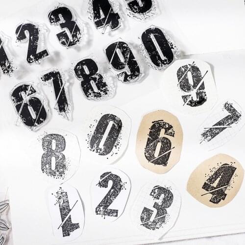 Numbers Green Plant Flower Collage Seal Clear Stamps for Scrapbooking Transparent Silicone Rubber DIY Photo Album Decor