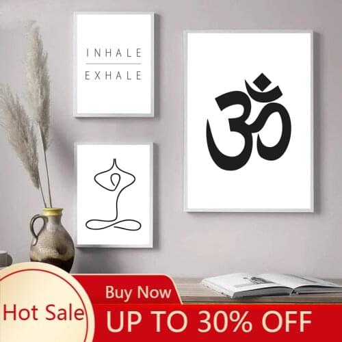 Inhale Exhale Posters Black White Modern Minimalist Poster Wall Art Canvas Painting Pictures Gym Studio Home Decor