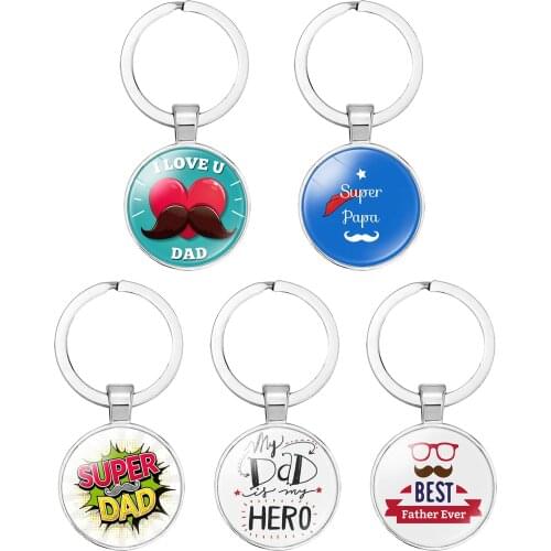 Fathers Day Gifts I Love Dad Keychain Super Papa Key Chain Ring Holder Metal Love Presents For Dad Fathers Day Gift