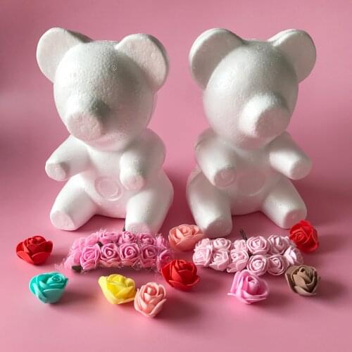 1pcs 15cm/20cm Artificial Flowers Foam teddy bear of roses Mold DIY Gifts Polystyrene Styrofoam wedding Valentines Day present