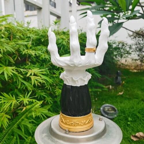 Halloween Candle Holder Candlestick Resin Candle Utensils Horror Decor Witch Hand Stand Single Wick Halloween Decorations Home