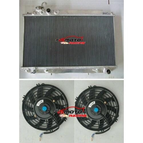 Full Aluminum Racing Radiator + Fan For Toyota Cressida Mark II MK2 MX83 7M-GE 3.0L AT/MT AUTO Manual 1989-1992