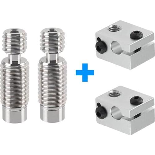 2pcs All-Metal E3D V6 Heat Break Titanium Alloy Throat Remote Extrusion 1.75mm Filament For V6 Heater block 3D Printer Parts