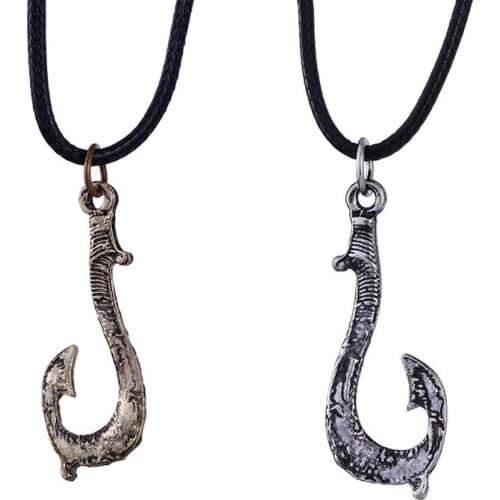 Fishing Hook Fishhook Pendant Chain Necklace Fisherman Jewelry Gift Necklace Fishhook Pendant Gift For Fish Lover Jewelry