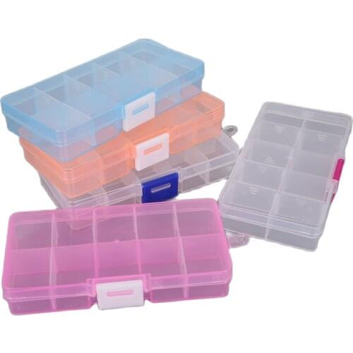10/15Grid Jewelry Box Multi-Grid Earrings Finishing Storage Boxes Transparent Plastic Jewelry Organizer Tool Set