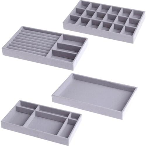 4Pcs Stackable Jewelry Tray Ring Necklace Storage Organizer Bracelet Watch Display Jewelry Storage for Drawer Dresser X4YA