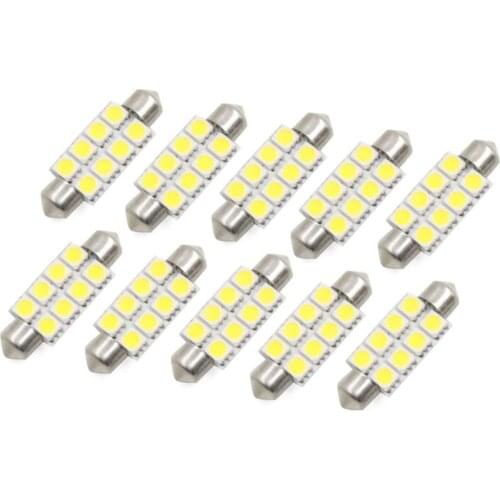 Uxcell 10Pcs 40mm Warm White 8-5050-SMD LED Festoon Dome Map Light Car Interior Lamp