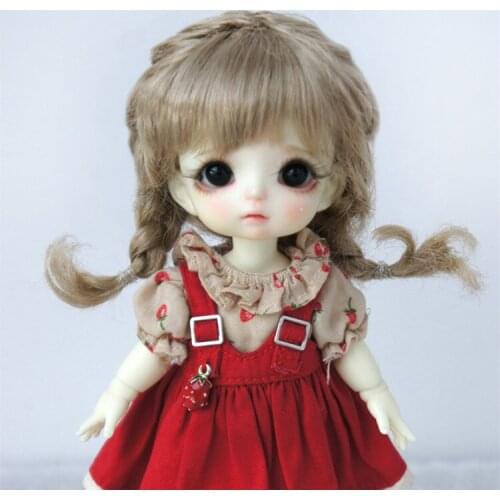 Lati yellow Doll wigs JD571 5-6inch 13-15CM Smart curly braids Hair Short Anna BJD wig Synthetic mohair dolls accessories