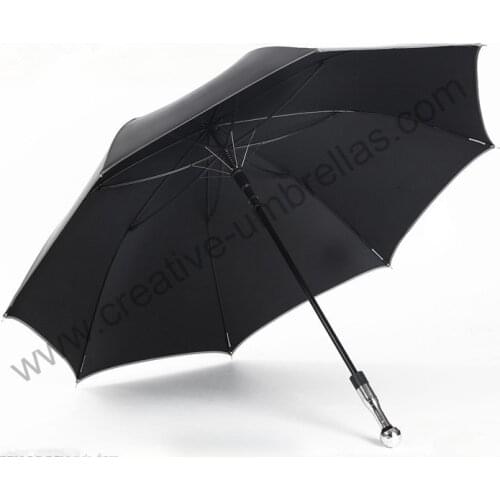 Self-defense unbreakable golf umbrella,carbon fiberglass shaft and ribs,210T Taiwan Formosa pongee black coating 5times,Anti-UV