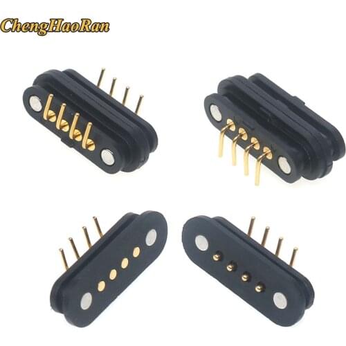 1Pair Spring-Loaded Magnetic Pogo pin connector 4 pin Pitch 2.5 mm through hole Angled male female 2A 36V DC Power Charge Probe