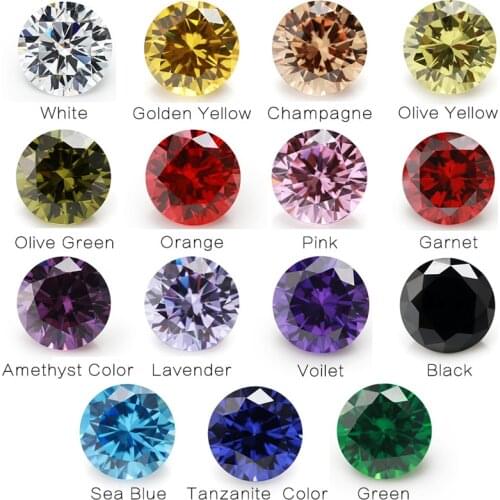 1PCS Per Colors Total 15pcs Size 4mm ~ 10mm Round Shape Loose Cubic Zirconia Stone piedra de circonia para joyería