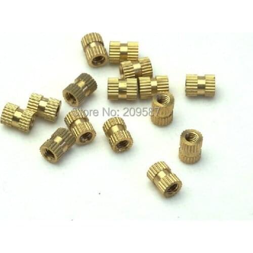 100pcs Brass Knurl Nuts M4x6mm(L)-6mm(OD) Metric Threaded insert