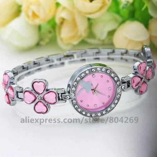 100pcs/lot New Women Dress Alloy Wristwatch Women Luxury Casual Bangle Quartz Fashion Lady Flower Watches
