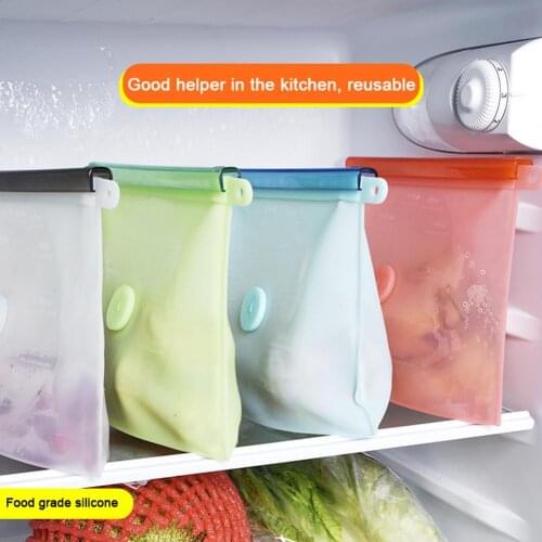 1350ml Silicone Vacuum Sealed Bag Food-grade Storage Reusable Food Bag Fresh-Keeping Home Storage Bag Refrigerator Micro Bag