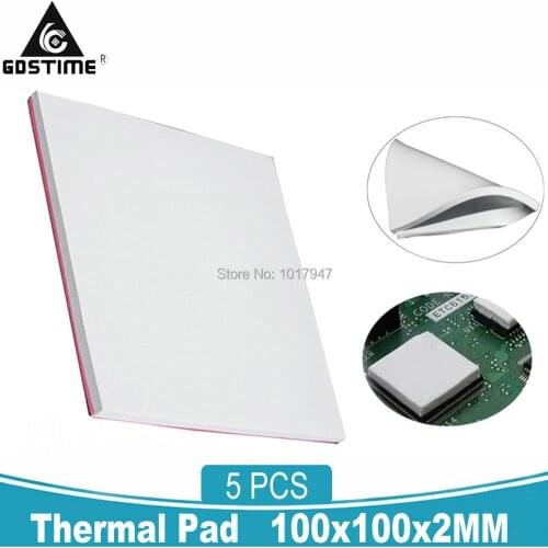 5PCS Gdstime 100x100x2mm Thermal Pad GPU CPU Heatsink Cooling Conductive Silicone Pad 2MM