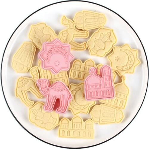 6pcs/lot Eid Mubarak Decor Ramadan Cookie Cutter Moon Star Camel Mosque Biscuit Cutter Mold DIY Islamic Muslim Cake Baking Tools