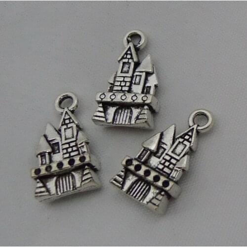 A0054 Wholesale 50pcs Castle Charms Alloy House Charms Accessories 21x11mm