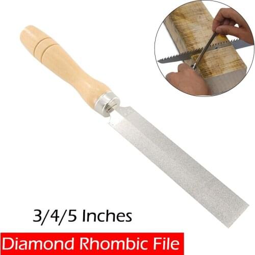 Diamond File for Diamond Wood Carving Metal Glass Grinding Woodworking Garden Tool 3/4/5 inch Diamond File with Wooden Handle