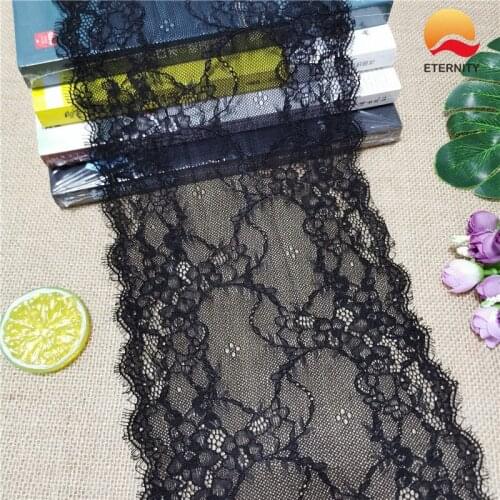 19CM Black Eyelash Elastic Wide Knitting Lace Fabric Dress Underwear Accessories Sewing Diy Decorative Accessories E1159