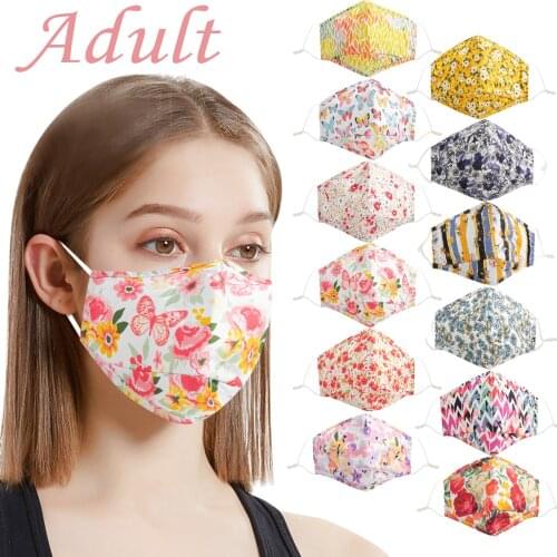 Fashion Floral Mask For Women Face Proection Pm2.5 With Filter Pocket Elegant Dress Cotton Masks Masque Ear Bandage