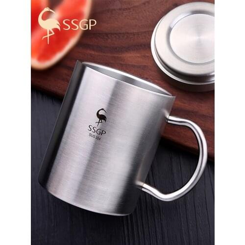 SSGP 304 Stainless Steel Cup Coffee Mug Travel Mug Double Insulation Childrens Anti-fall Metal Cup