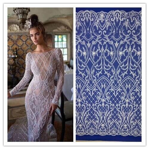 Best Quality Nigerian Lace Fabric with beads Tulle Lace SYJ-6295 Fabric french Lace Fabric for bridal dress