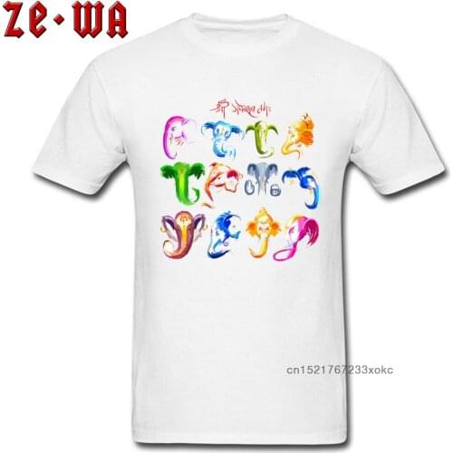 Mens Tshirt Ganesha Print Clothes New Deity Men T-Shirt O-Neck Short Sleeve T Shirts White 100% Cotton Tops Elephant God Tees