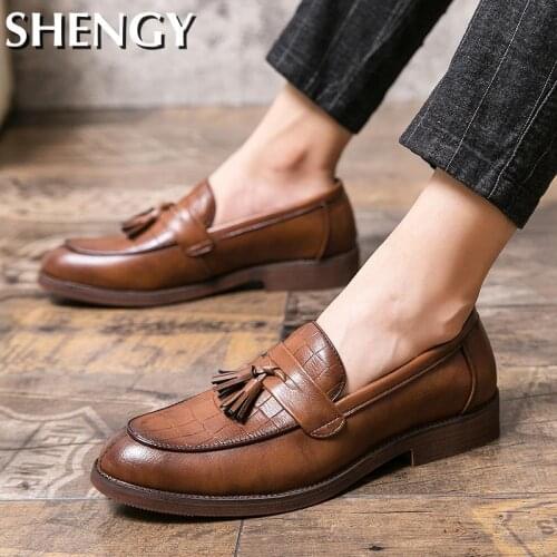 Men Dress Shoes PU Leather Low Heel Formal Shoes Men Fashion Designed Mens Driving Shoes Loafers High Quality Big Size 38-47