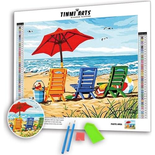5D Diamond Painting Kits Full Round DIY Cross Stitch Pattern Rhinestone Embroidery Kits Arts Craft Wall Sticker Beach Bench