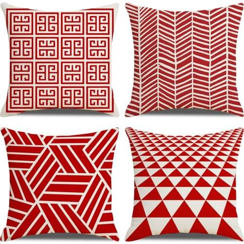 Scandinavian style simple red stripes geometric pillowcase pillowcase cushion cover office sofa back cushion cover