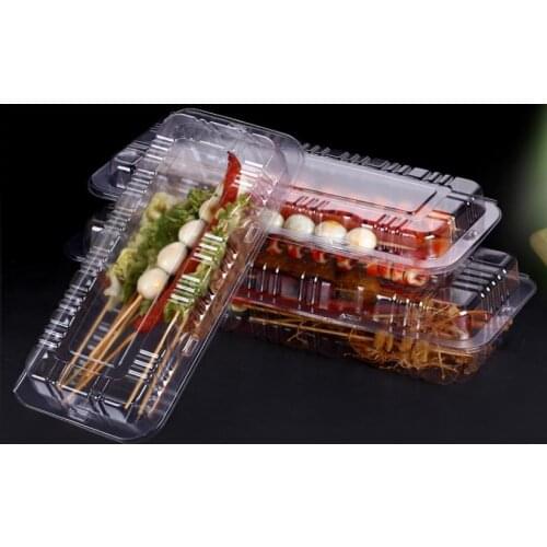 200pcs Disposable Plastic Reusable Take Out Box Meal Storage Food Lunch Box Reusable Containers Home Lunchbox SN3632