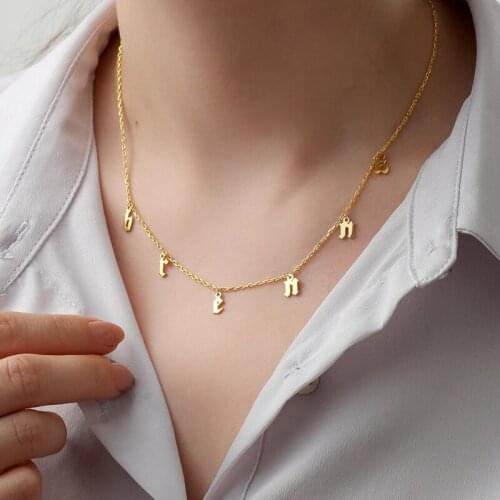 Separate Letter Name Necklace Custom Necklace Personalized Multiple Old English Initials Choker Necklace Women Fashion