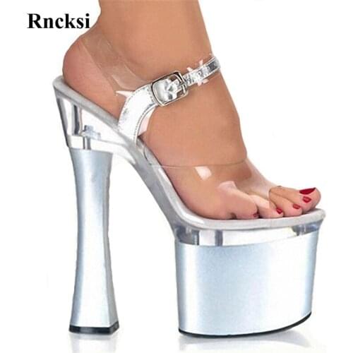 Rncksi New Sexy Square 18cm high heels Pole Dance Night Sandals Women Platform Open Toe New Straps sandals