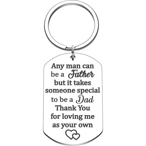 Step Fathers Day Gift Keychain for Dad from Daughter Son Any Man can be a Father Keyring Birthday Wedding Gifts for Stepdad Men