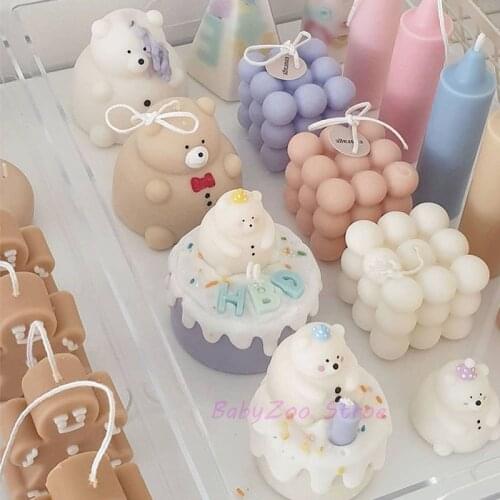 3D Fat Bear Candle Silicone Mold Mini Candle Shape Aromatherapy Candle Making Bear Mold Home Decoration