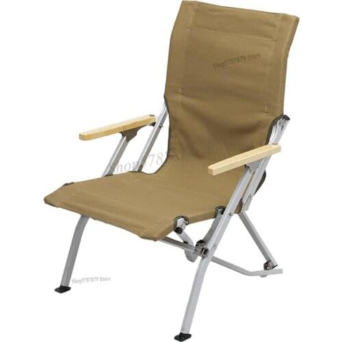 Outdoor folding chair Japanese style luxury camping barbecue portable beach chair leisure chair canvas back recliner