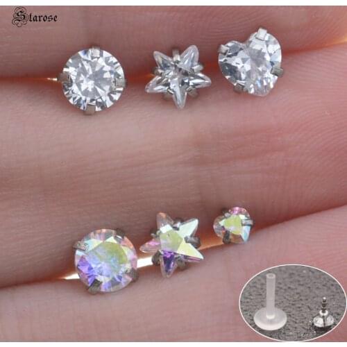 Starose 1pc 16G Round Heart Star Nose Piercing Labret Piercing Nariz Acrylic Nose Ring Ear Piercing Oreja Helix Tragus Earrings