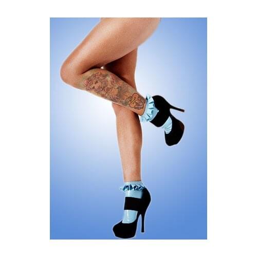 Unique nice blue latex sock with ruffles rubber socks custom made