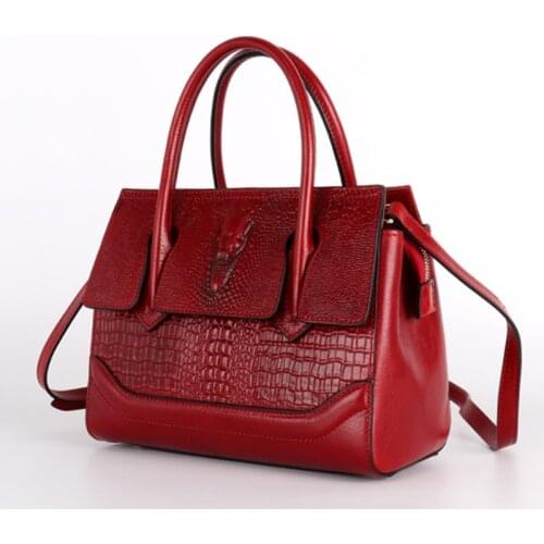 High-quality first-layer cowhide Women handbag, light luxury crocodile pattern shoulder messenger bags female Leather tote Bag