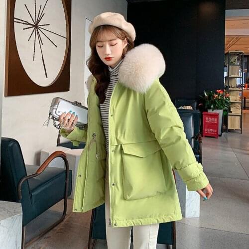Winter Jacket Women New Korean Fashion Casual Hooded Warm Cotton Padde Coat Vintage Female Loose Thick Parkas Faux Fur Outwears