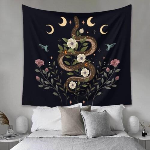 Snake tapestry flower moon tapisserie murale livingroom decor bohemian tapestry