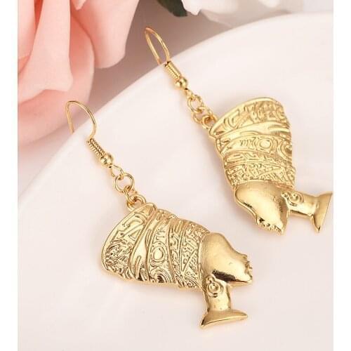 Gold Africa ancient women Earrings Women/Girl Love Trendy Jewelry for African/Arab best gift wedding bridal earrings