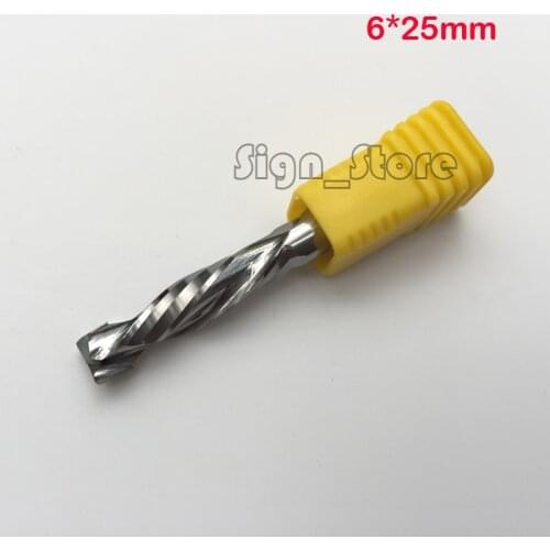 2pcs Up Down Cut 6x25MM Two Double Flute AAA Solid Carbide CNC Router Endmill Compression Wood Tungsten End Milling Cutter Bit