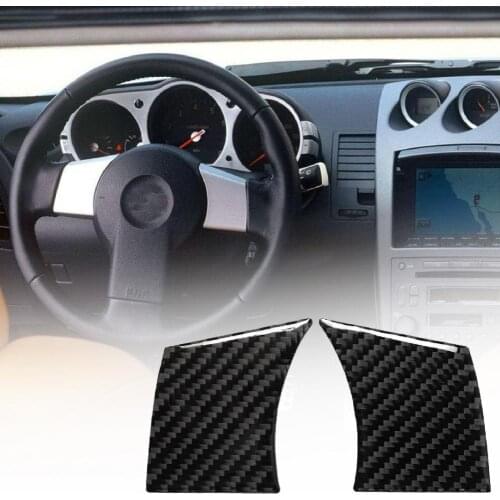 2Pcs Practical Anti-scratch Steering Wheel Button Cover Carbon Fiber Trim Frame Decoration Sticker for Nissan 350Z Car Accessori