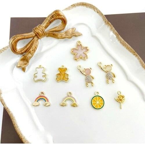 4pcs Homemade Handmade DIY Earrings Earrings Shoe Bag Pendant Material Bear Rose Orange Shape Pendant Alloy Accessories